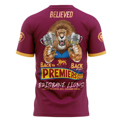 Brisbane Lions BACK TO BACK PREMIERS 2025 Tshirt