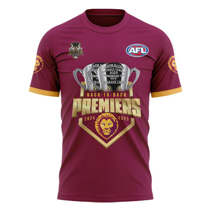 Brisbane Lions BACK TO BACK PREMIERS 2025 Tshirt