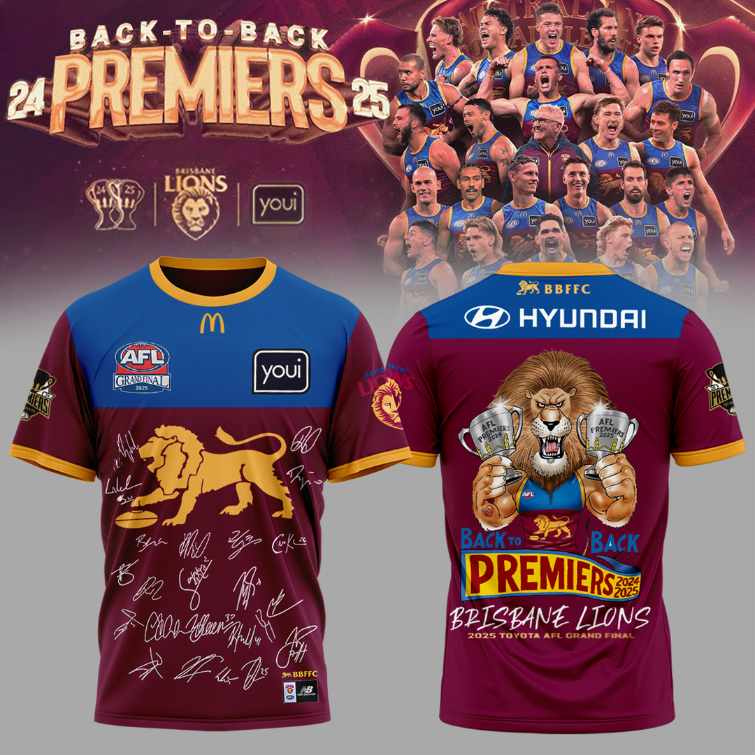 Brisbane Lions BACK TO BACK PREMIERS 2025 Tshirt