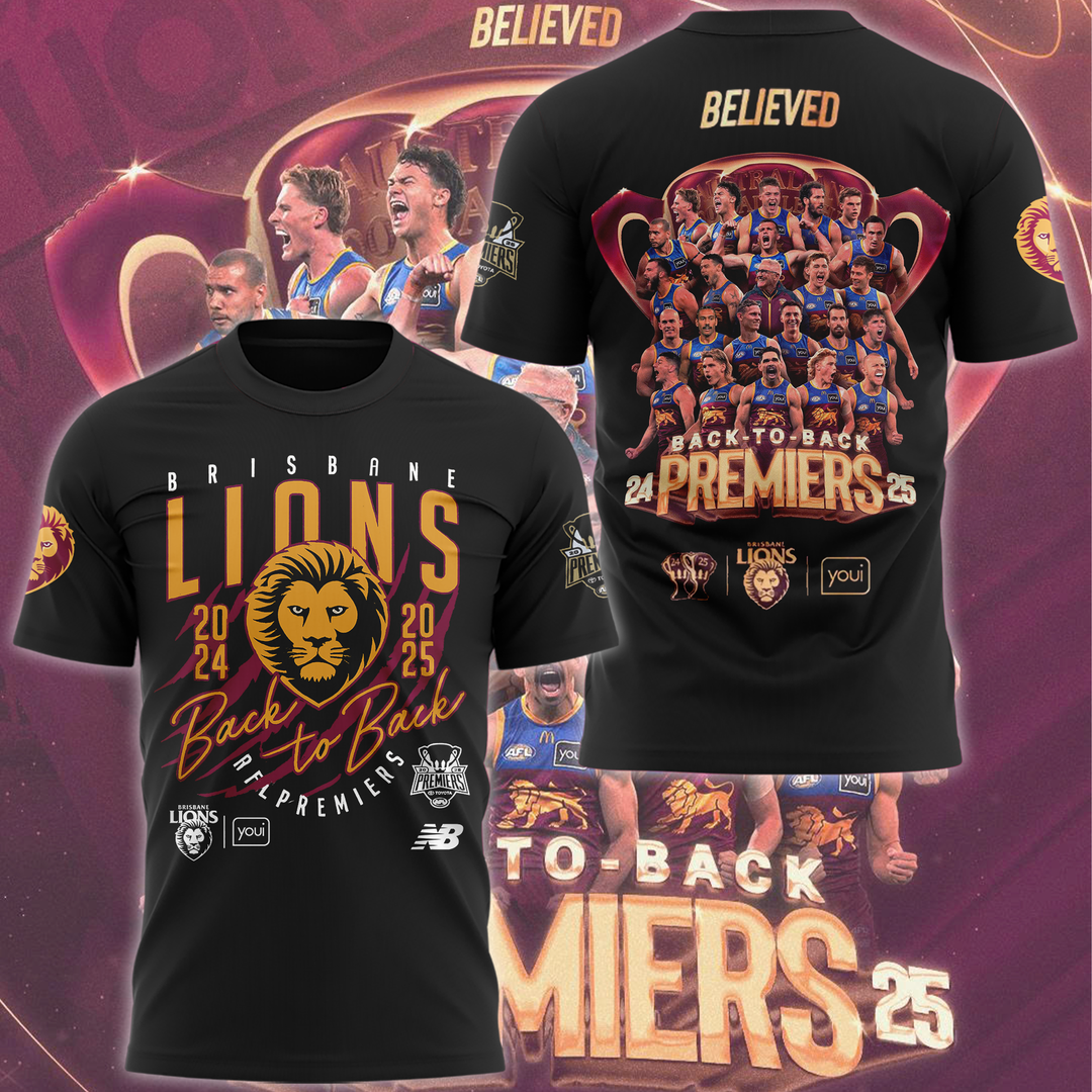 Brisbane Lions BACK TO BACK PREMIERS 2025 Tshirt
