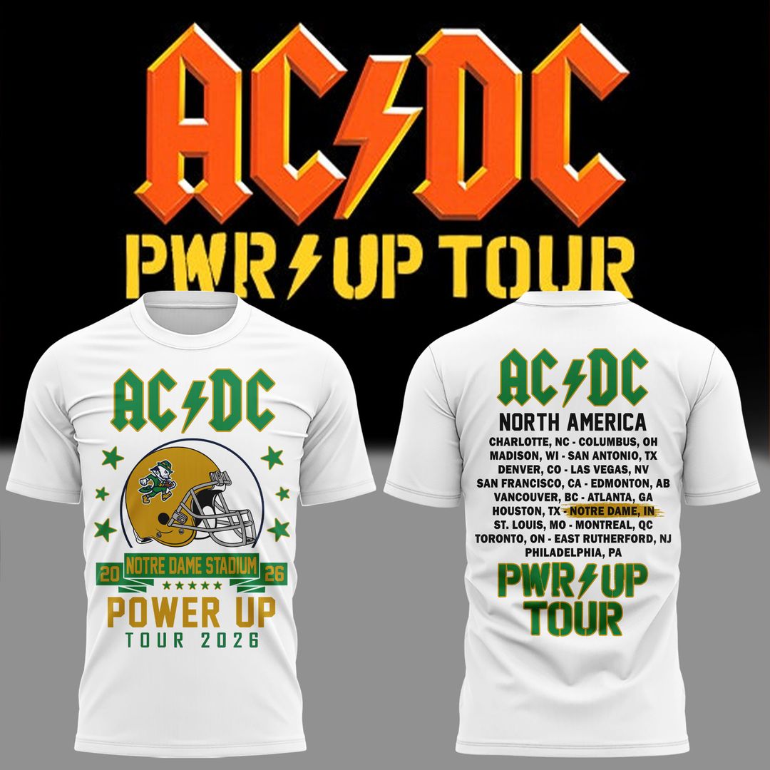 Exclusive AC/DC x Notre Dame Football - Power Up Tour 2026 T-Shirt