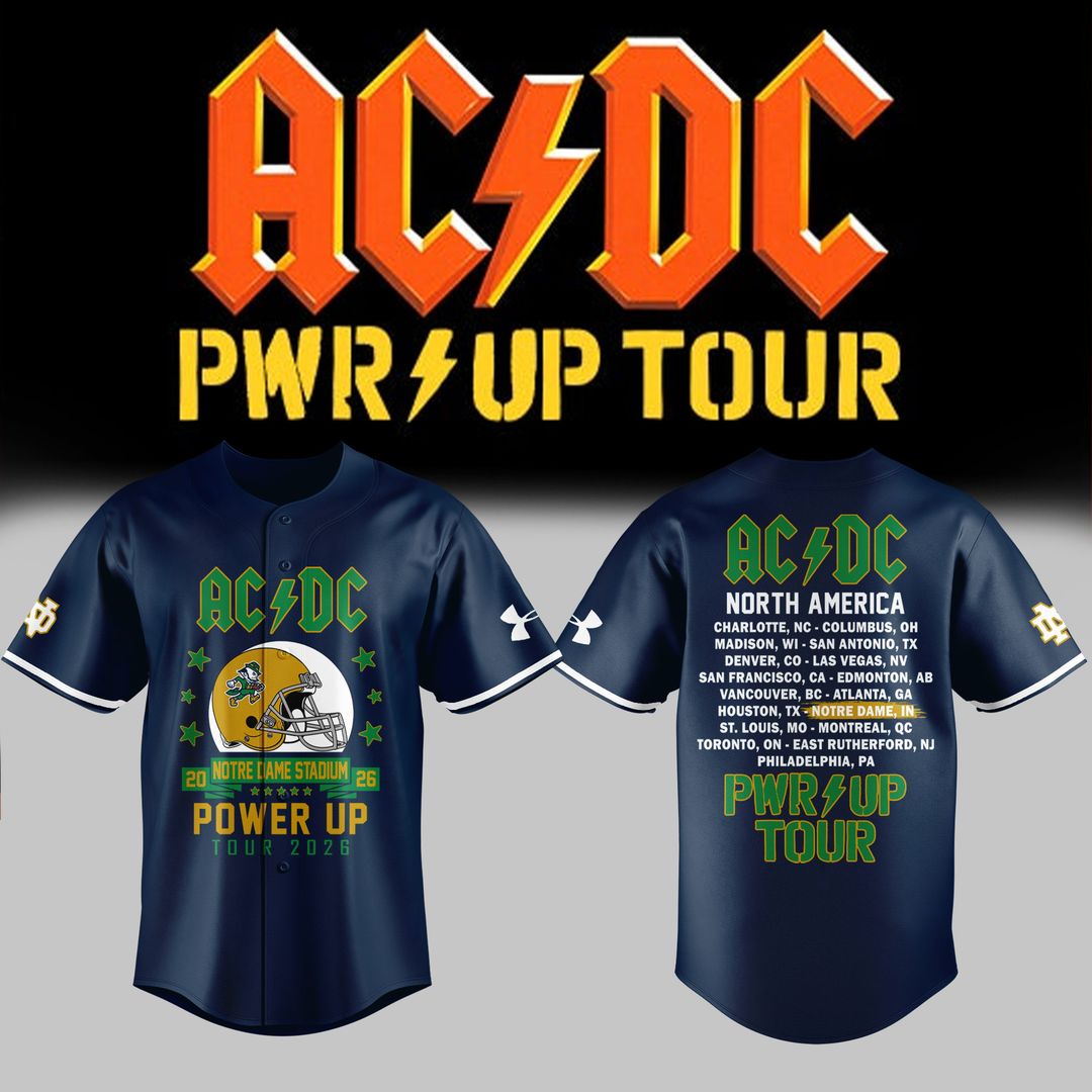 Exclusive Power Up Tour 2026 - AC/DC x Notre Dame Football Jersey