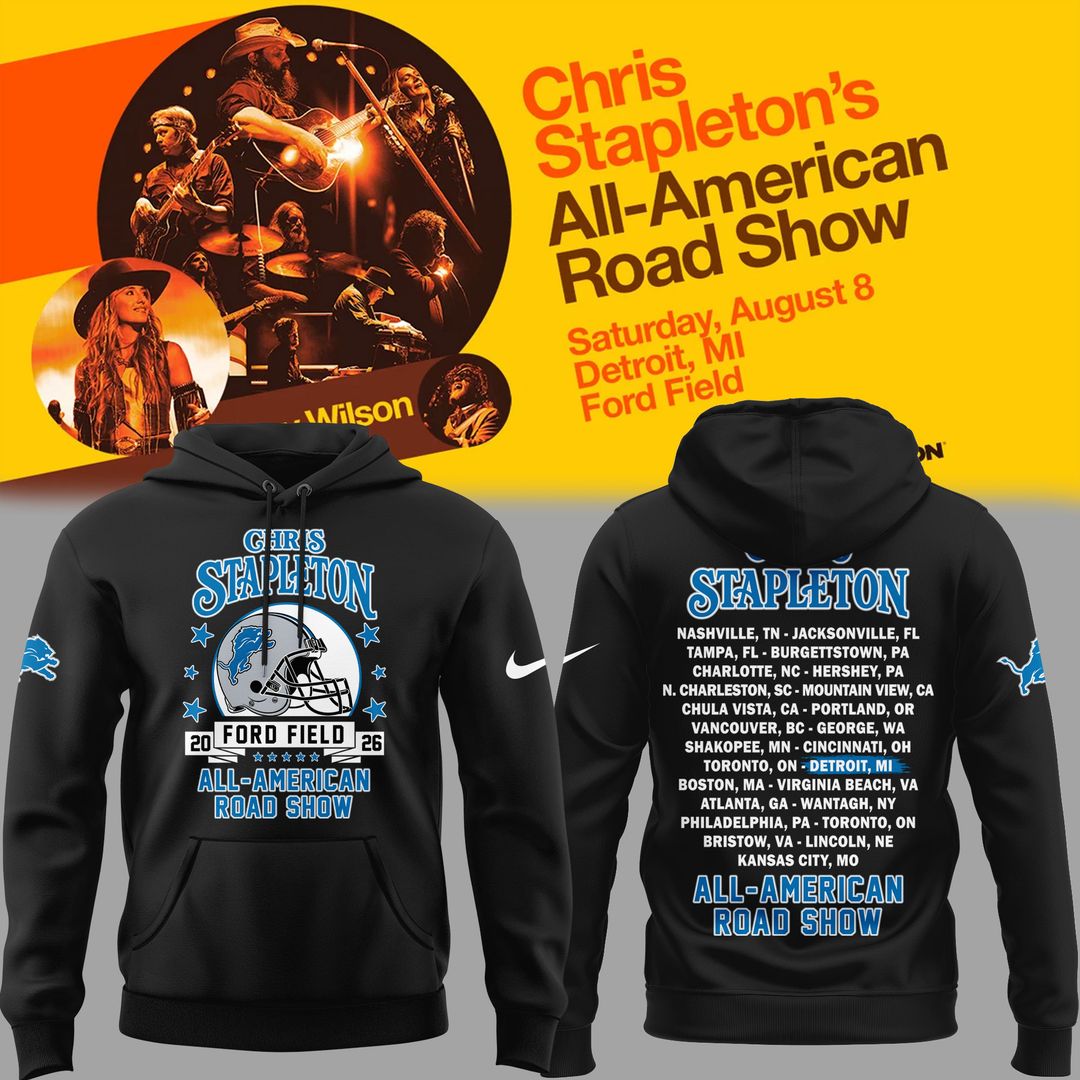 New Blue Hoodie Chris Stapleton x Detroit Lions - All American Road Show Hoodie