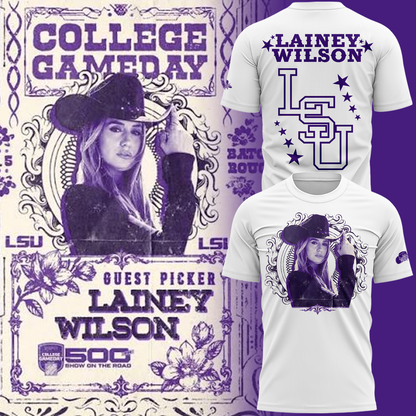 Limited Edition LSU Football x Lainey Wilson White T-Shirt