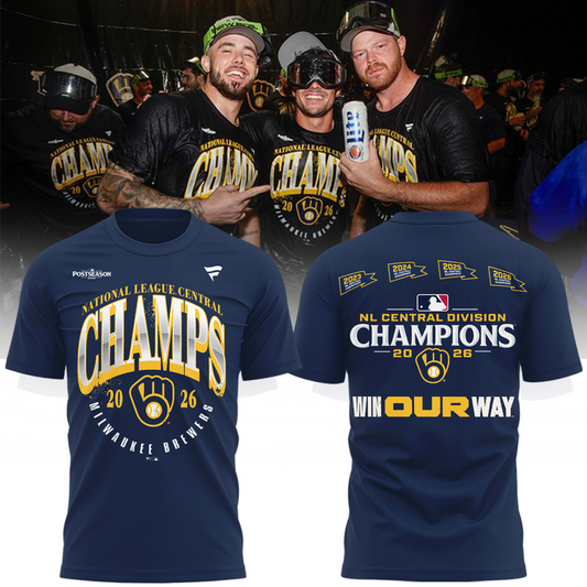 Milwaukee Brewers Fanatics 2026 NL Central Division Champions Locker Room T-Shirt