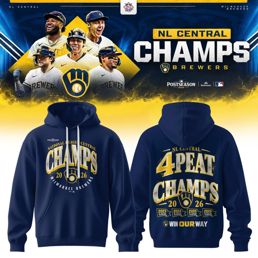 Milwaukee Brewers Fanatics 2026 NL Central Division Champions Locker Room Hoodie