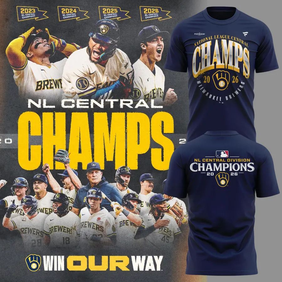 Milwaukee Brewers Fanatics 2026 NL Central Division Champions Locker Room T-Shirt