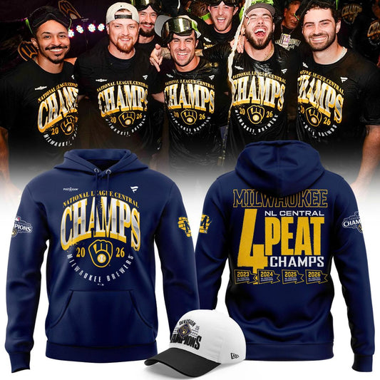 Milwaukee Brewers Fanatics Navy 2026 NL Central Division Champions Locker Room Hoodie