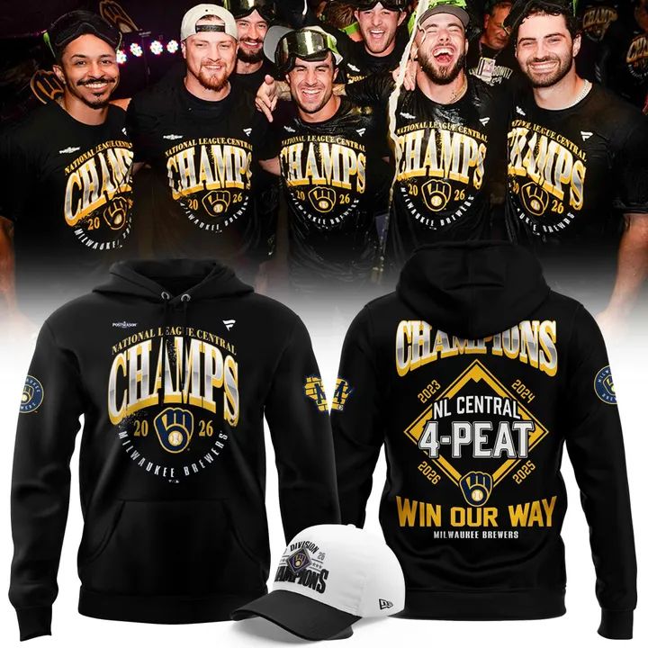 Milwaukee Brewers Fanatics Navy 2026 NL Central Division Champions Locker Room Hoodie