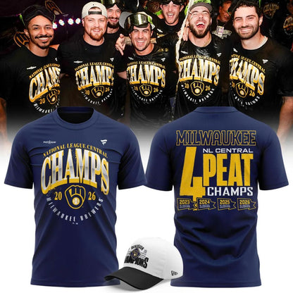 Milwaukee Brewers Fanatics 2026 NL Central Division Champions Locker Room T-Shirt