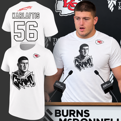 2026 Exclusive George Karlaftis T-Shirt Signatures Print for Kansas City Chiefs fans
