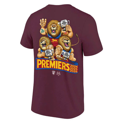 Limited Edition Brisbane Lions 2026 AFL Three - Peat Premiers T-shirt