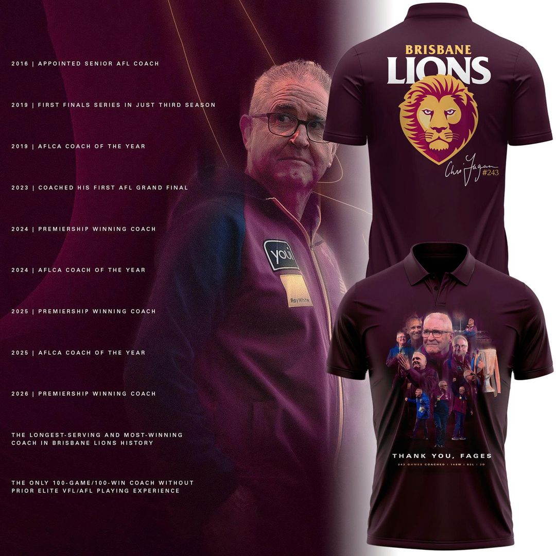 Brisbane Lions "THANK YOU FAGES" Coach Chris Fagan Signed Print Polo