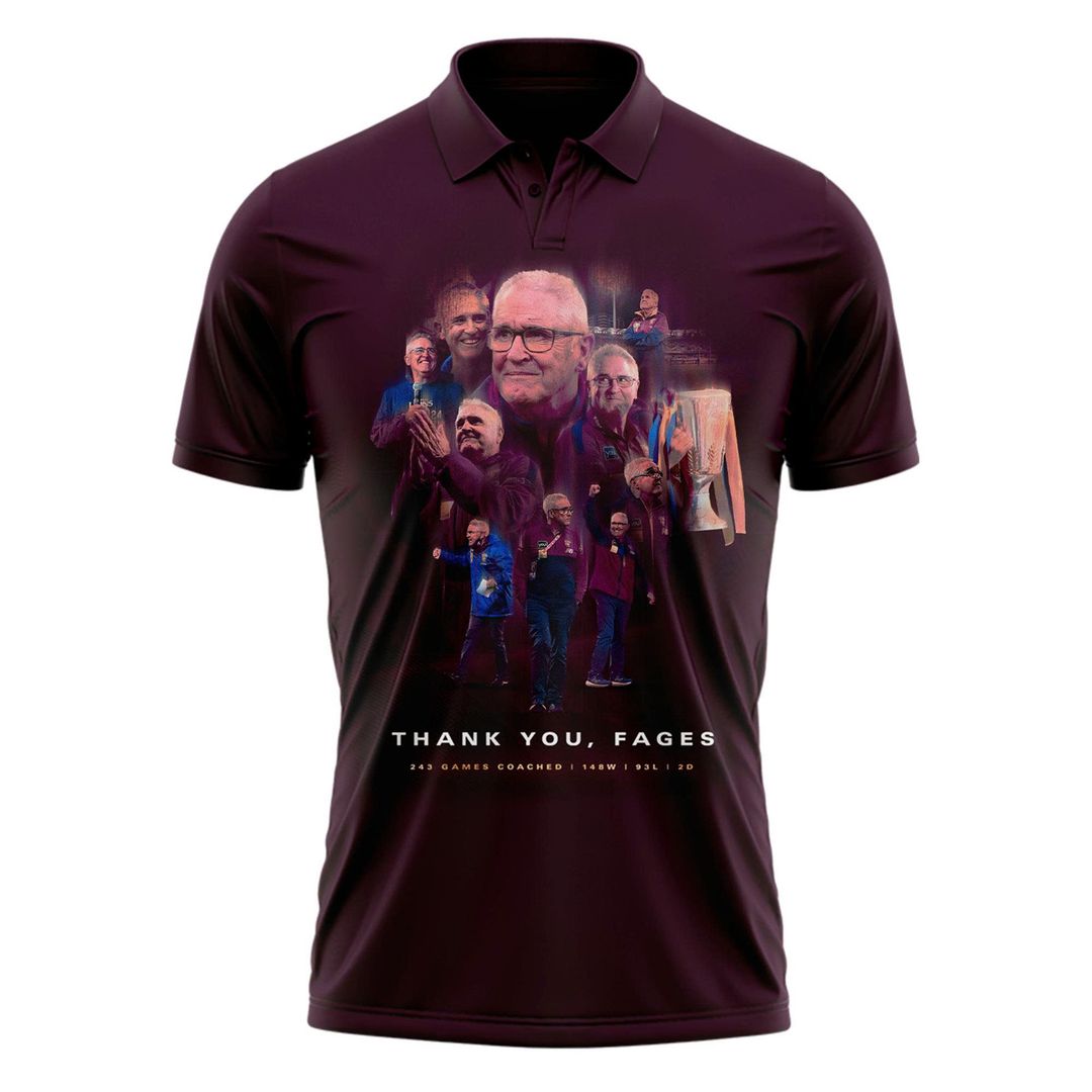 Brisbane Lions "THANK YOU FAGES" Coach Chris Fagan Signed Print Polo