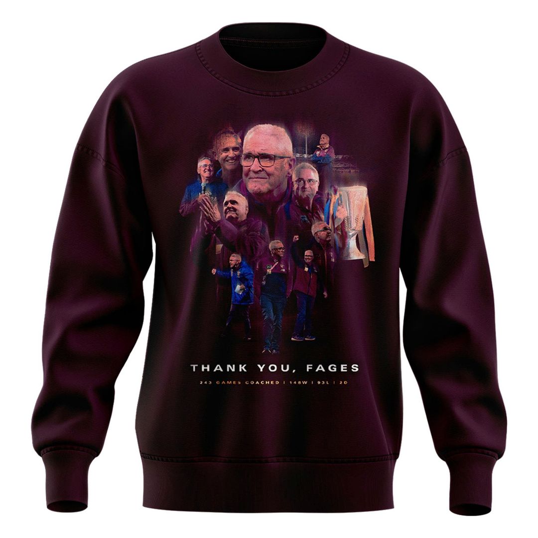 Brisbane Lions "THANK YOU FAGES" Coach Chris Fagan Signed Print Sweatshirt