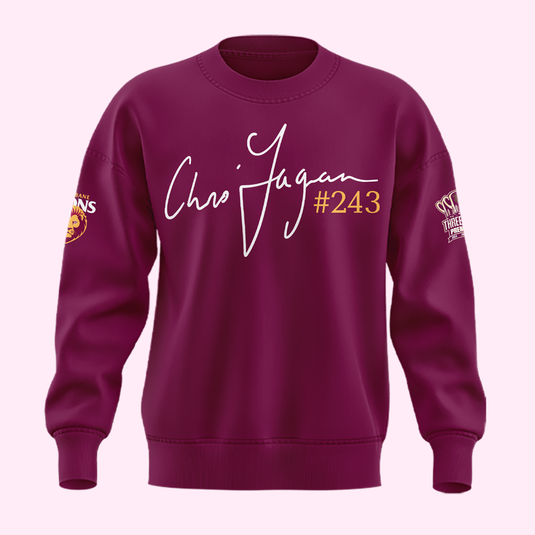 Brisbane Lions "THANK YOU FAGES" Coach Chris Fagan Signed Print Sweatshirt