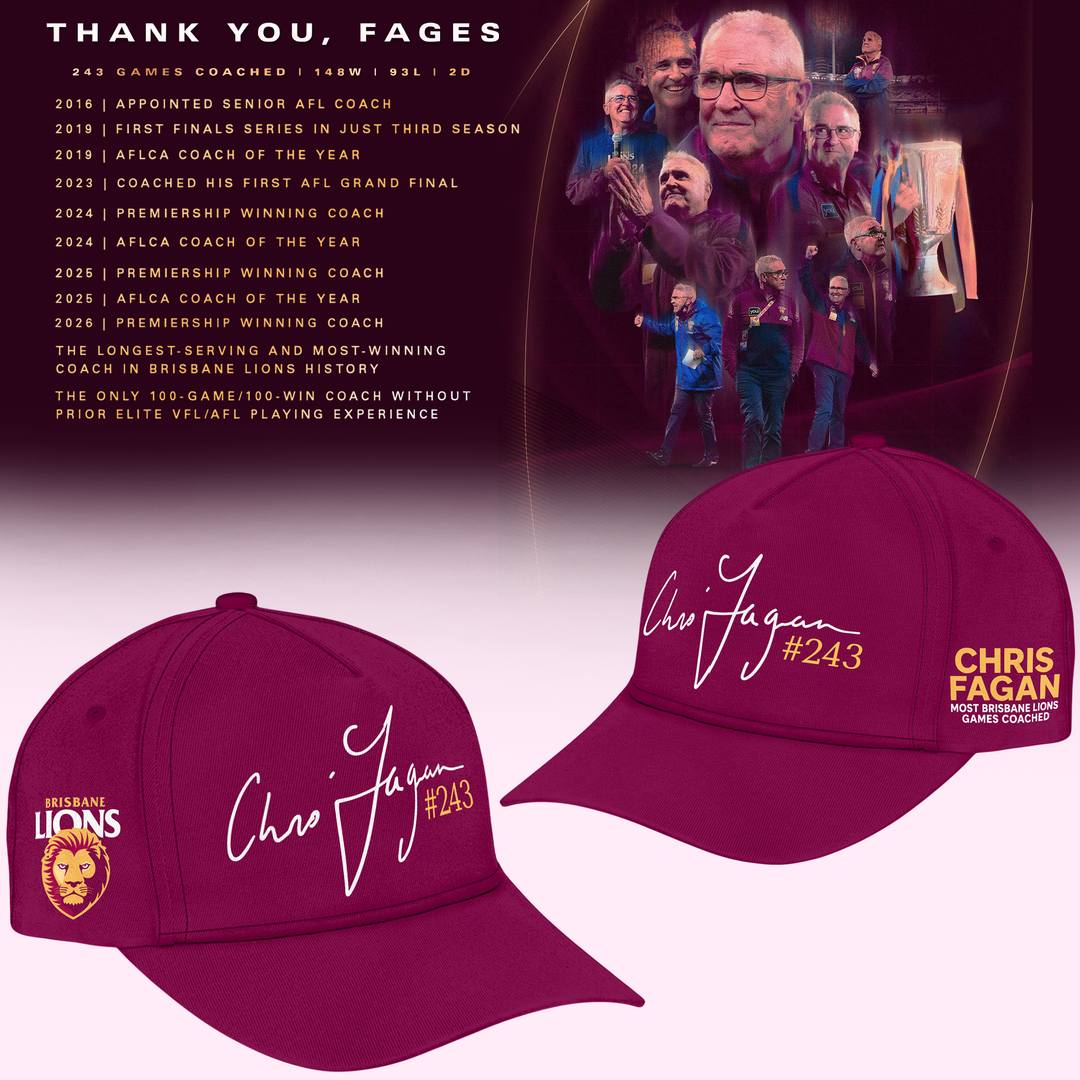Brisbane Lions "THANK YOU FAGES" Coach Chris Fagan Signed Print Sweatshirt