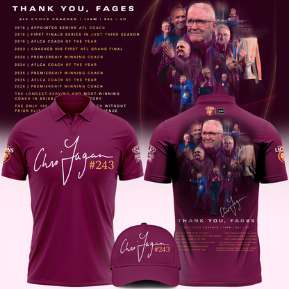 Brisbane Lions "THANK YOU FAGES" Coach Chris Fagan Signed Print Polo