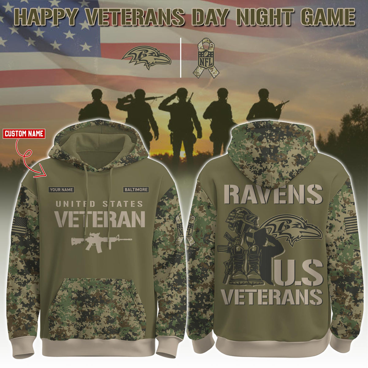 Baltimore Ravens - Veteran Day 2025 Hoodie Limited Edions